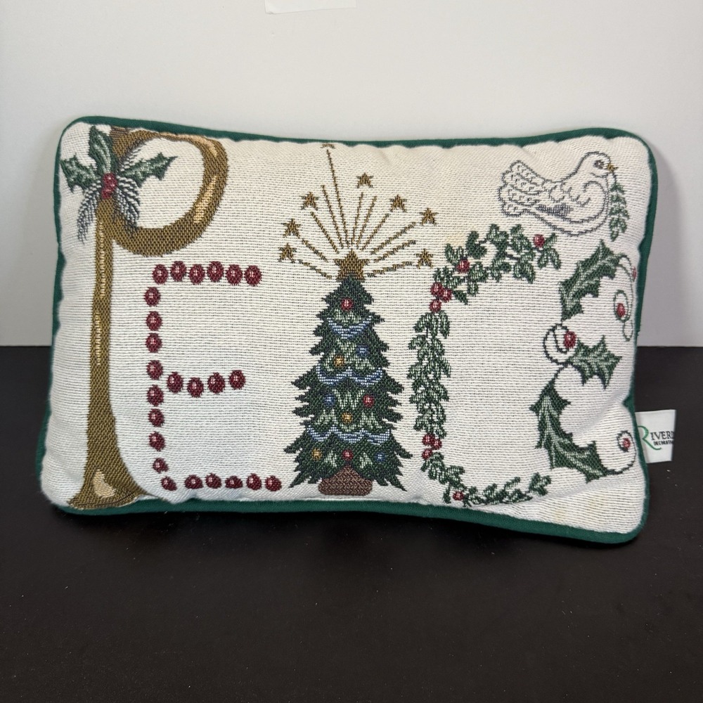 Vintage Peace Christmas Throw Pillow‎ 12x8 Riverdale Tapestry